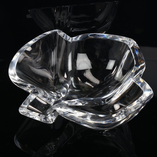 180 - LARS HELLSTEN for Orrefors, a heavy walled glass bowl in leaf form, inscribed Orrefors LH 4355-13, l... 