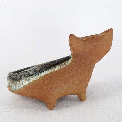 163 - LISA LARSON for Gustavsburg, a 1955 ceramic Fox from the Little Zoo series, with remains of paper la... 