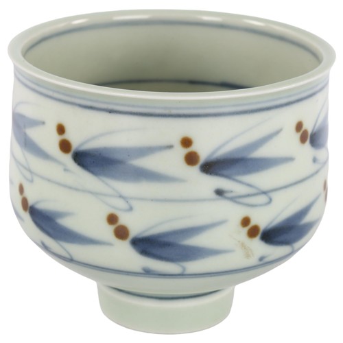 162 - DEREK CLARKSON, a studio pottery porcelain tea bowl, with celadon, cobalt and iron glaze, maker stam... 