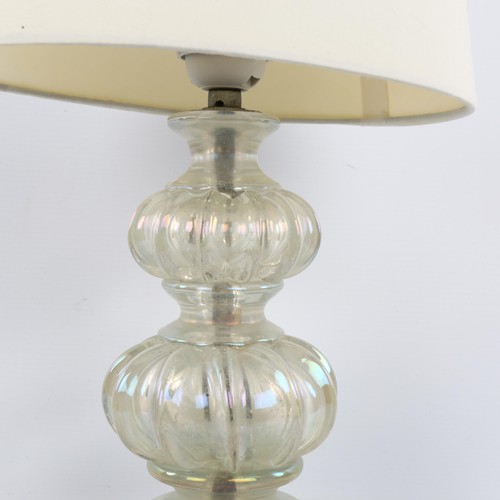 170 - A 1940s' Italian iridescent glass table lamp in the manner of SEGUSO, height 127cm