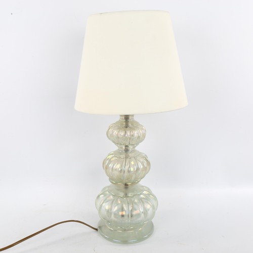 170 - A 1940s' Italian iridescent glass table lamp in the manner of SEGUSO, height 127cm