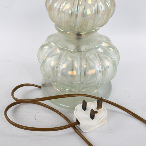 170 - A 1940s' Italian iridescent glass table lamp in the manner of SEGUSO, height 127cm