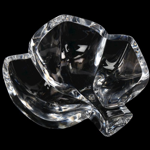 180 - LARS HELLSTEN for Orrefors, a heavy walled glass bowl in leaf form, inscribed Orrefors LH 4355-13, l... 