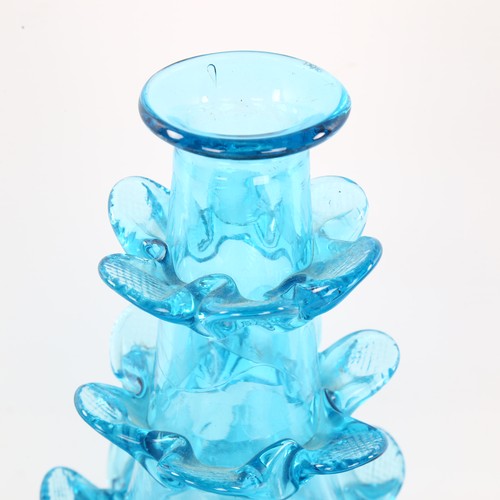 139 - A mid-century exotic glass carafe/decanter, with swan stopper, no makers mark, height 33cm