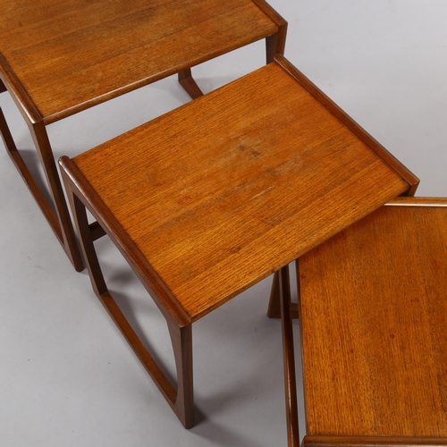 109 - R BENNETT for G Plan, a nest of 3 teak tables, 1 makers label, width 53cm, depth 43cm x height 49cm