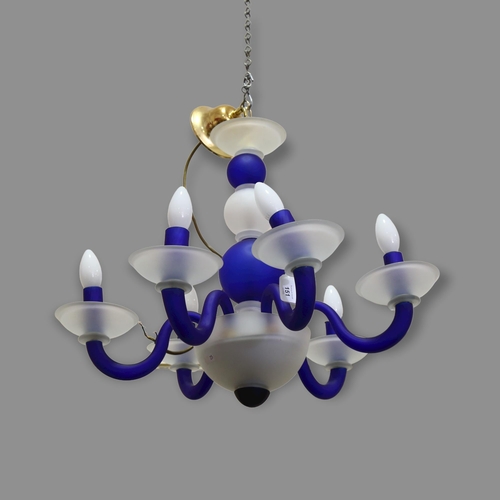 151 - SYLCOM - a Murano glass 6-branch chandelier, in the style of GIO PONTI, circa 1980, drop height 70cm