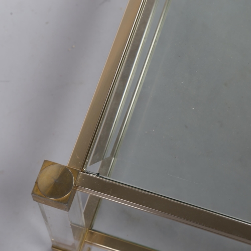 168 - A Pierre Vandel Lucite and glass two-tier coffee table,  128cm wide 78cm deep 40.5cm high