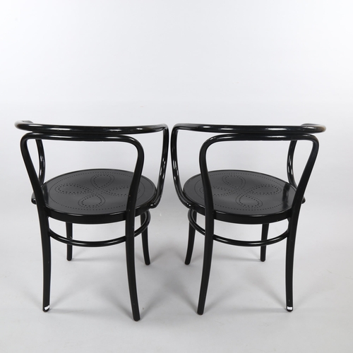 26 - Gebruder Thonet, Vienna, a pair of Thonet 209 armchairs, with labels, height 77cm