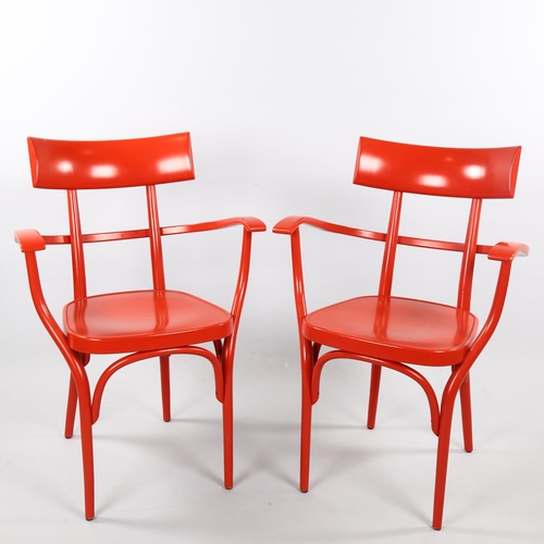 27 - Gebruder Thonet, Vienna, a pair of Hermann Czech armchairs, with labels, Height 86cm