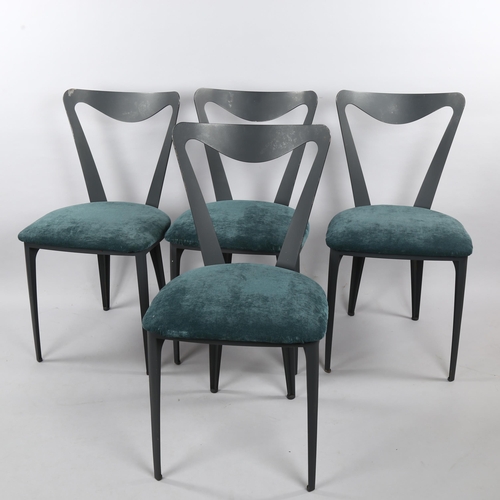 38 - THOMAS FAULKNER, a set of 4 Tiffany dining chairs, with powder coated steel frames and smoky blue up... 
