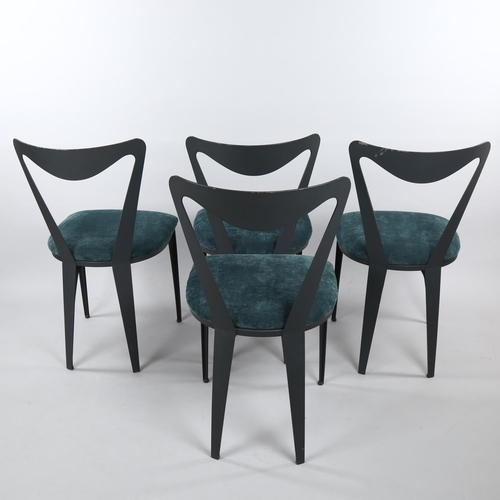 38 - THOMAS FAULKNER, a set of 4 Tiffany dining chairs, with powder coated steel frames and smoky blue up... 