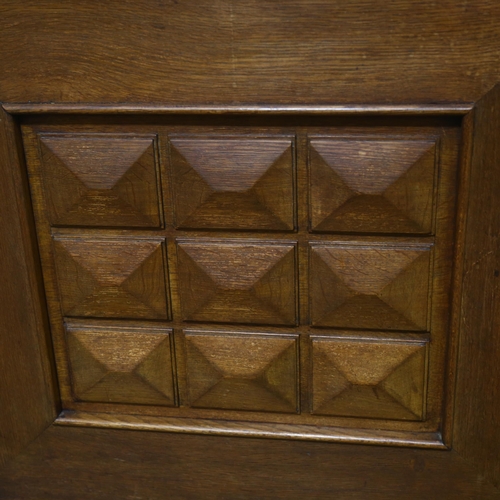 74 - CHARLES DUDOUYT, a 1940s' oak sideboard, 3 central drawers and 2 shelved cupboards, 190 x 50cm, heig... 