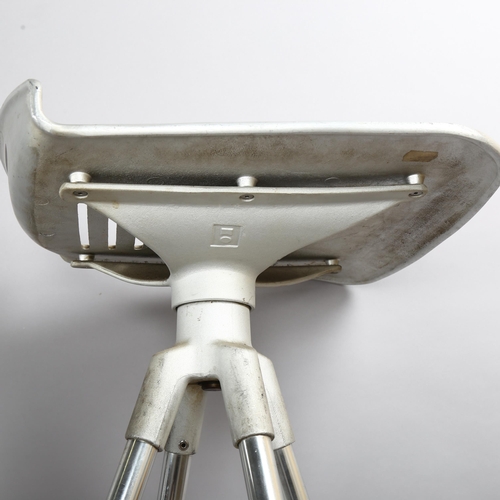 75 - A set of 4 mid-century aluminium bar stools, style of Knoll / Amat, unknown makers stamp under seat,... 