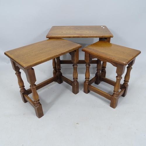 2008 - An Ipswich oak design nest of 3 occasional tables, largest 55cm x 48cm x 35cm