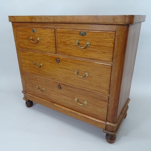 2012 - A Victorian mahogany chest of 2 short and 2 long drawers, 99cm x 90cm x 45cm