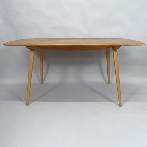 2000 - A mid-century Ercol Windsor elm plank-top dining table, circa 1960s, 152cm x 72cm x 76cm