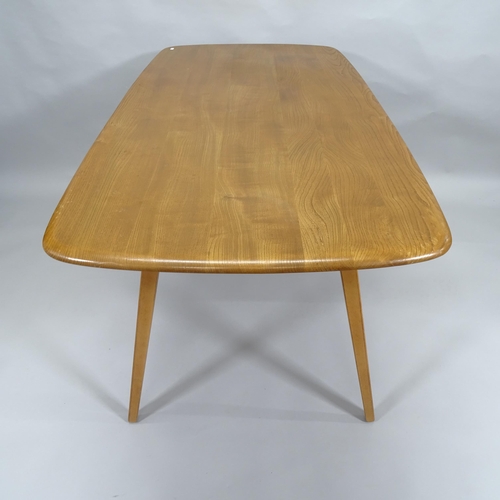 2000 - A mid-century Ercol Windsor elm plank-top dining table, circa 1960s, 152cm x 72cm x 76cm