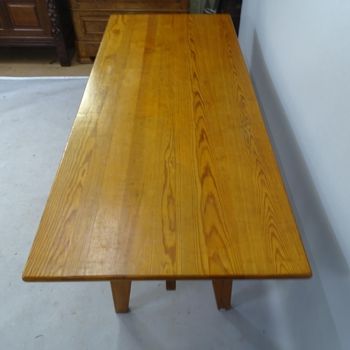 2018 - A mid-century designer pine trestle dining table, in the manner of Rene Gabriel, dated 1952, 160 x 7... 