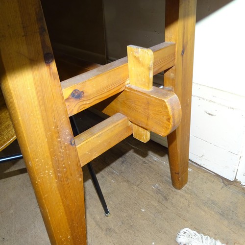 2018 - A mid-century designer pine trestle dining table, in the manner of Rene Gabriel, dated 1952, 160 x 7... 