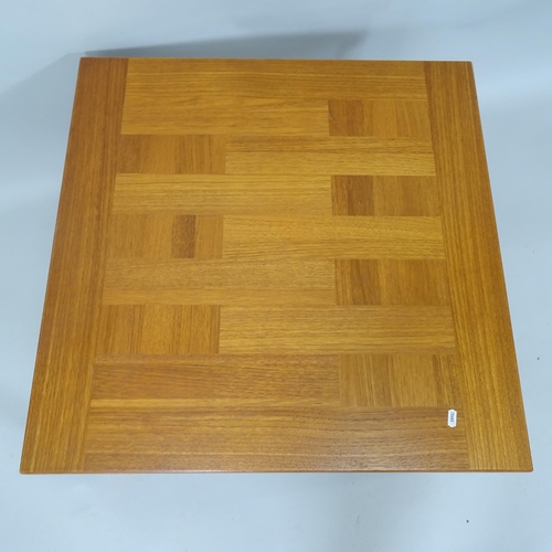 2019 - A contemporary teak square top low coffee table, 75cm x 42cm