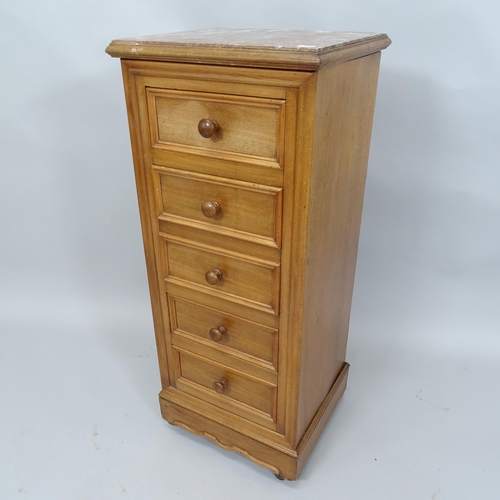 2027 - A French marble topped pot cupboard. 38 x 91 x 35cm.