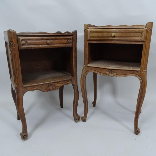 2032 - Two similar French Oak single drawer pot cupboards, tallest 41cm x 69cm x 32cm