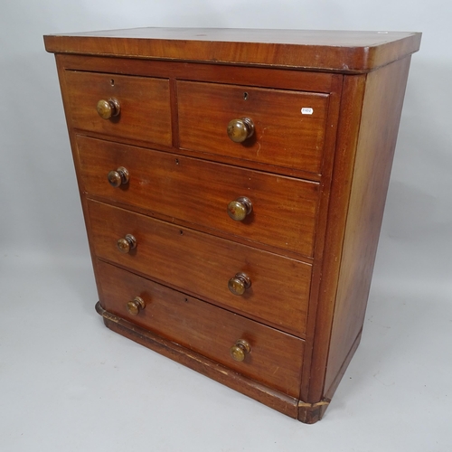 2034 - A Victorian mahogany chest of two short and three long drawers, 95cm x 107cm x 47cm