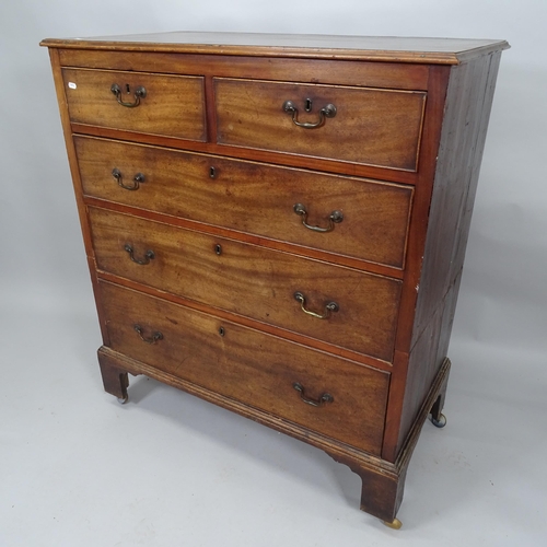 2035 - A 19th Century mahogany chest of two short and three long drawers, modified to be in two sections, r... 