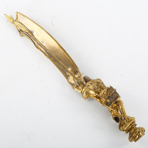 206 - **DESCRIPTION CHANGE** A 19th century *French gilt-bronze* paper knife in the form of a knight holdi... 