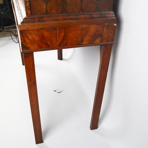 216 - An exceptional William and Mary oyster laburnum and marquetry inlaid cabinet on stand, covered in sp... 