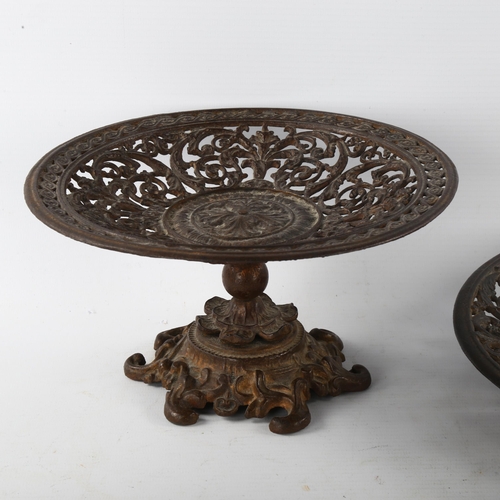 222 - A set of 4 Victorian Coalbrookdale cast-iron dishes, with relief cast and pierced decoration, compri... 