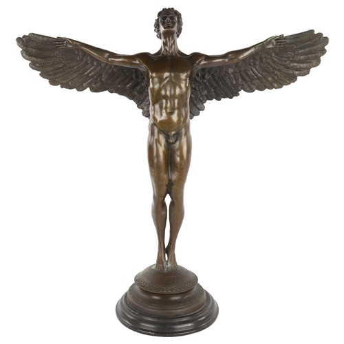 229 - After AA Weinman, Icarus, patinated bronze sculpture, probably mid to late-20th century, height 60cm