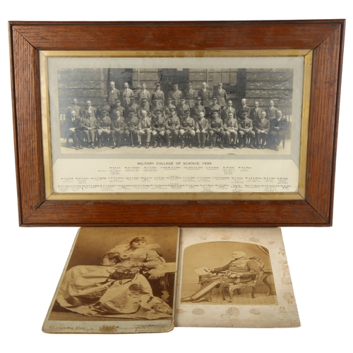 231 - Military College of Science 1930 group photo, in original oak frame, overall 37cm x 57cm, together w... 