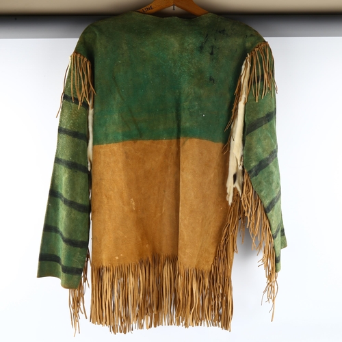 238 - Native American hide jacket and beaded necklace, animal motif designs, mid-20th century