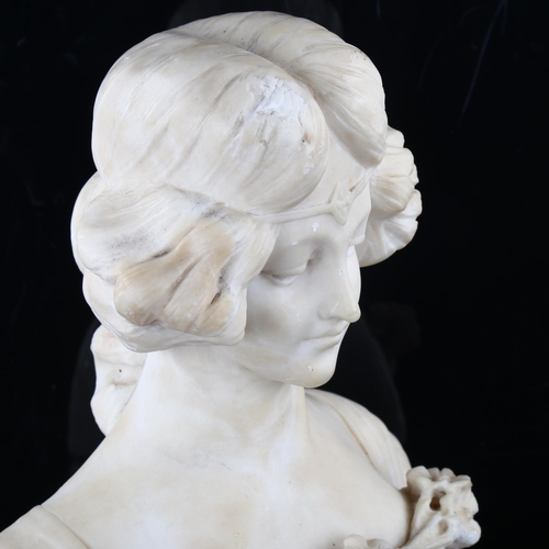 239 - A carved alabaster sculpture, circa 1900, head and shoulders bust of a woman, height 24cm, unsigned