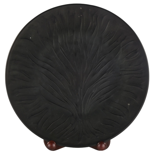 240 - RENE LALIQUE - Algues Noir (Tree of Life), relief moulded black glass, engraved signature, diameter ... 