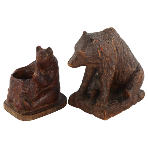 260 - 2 Black Forest carved wood bears, largest height 14cm (2)