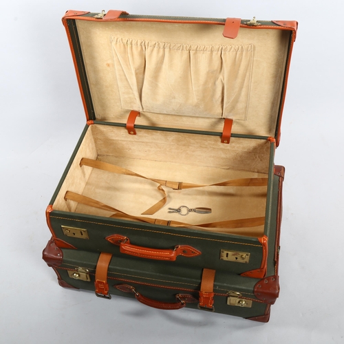 269 - 2 good quality leather and canvas-bound suitcases, by Papworth Everard of Cambridge, lengths 72cm an... 