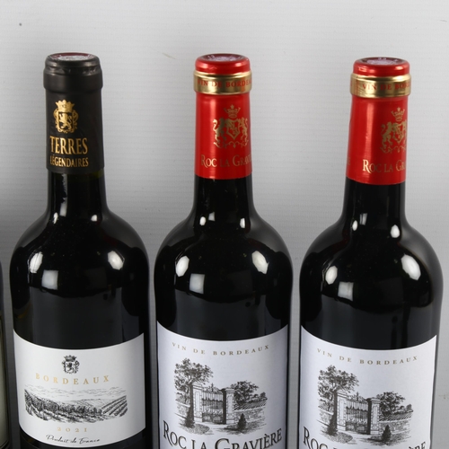 326 - 6 bottles of red Bordeaux wine, 3x Le Grand Manoir 2020, 2 x Roc La Graviere 2021, 1 Terres Legendai... 