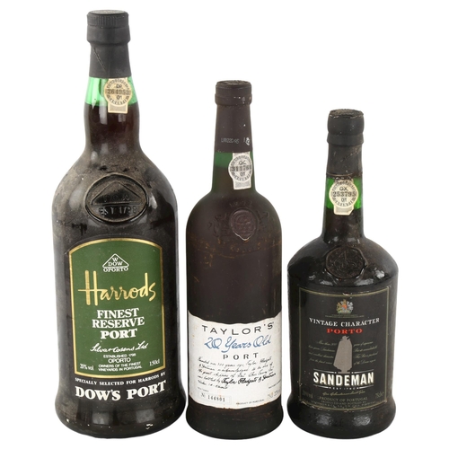 330 - 3 bottles of port wine, Magnum NV Dow's bottled for Harrods, Taylor's 20 yr old bottled 1995, Sandem... 