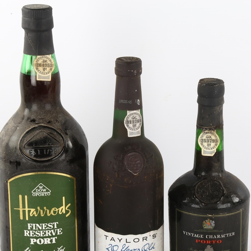 330 - 3 bottles of port wine, Magnum NV Dow's bottled for Harrods, Taylor's 20 yr old bottled 1995, Sandem... 