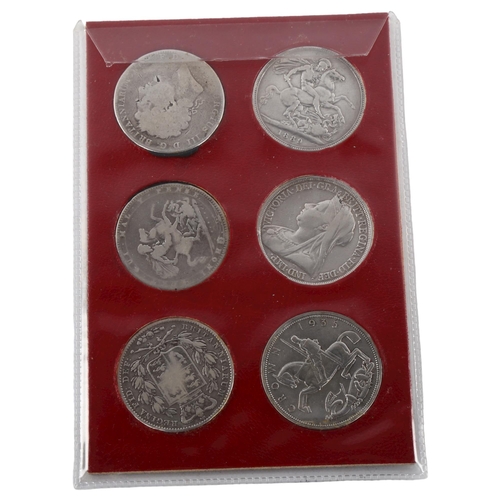 352 - 6 various silver crowns