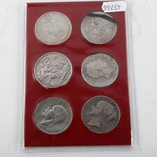 352 - 6 various silver crowns