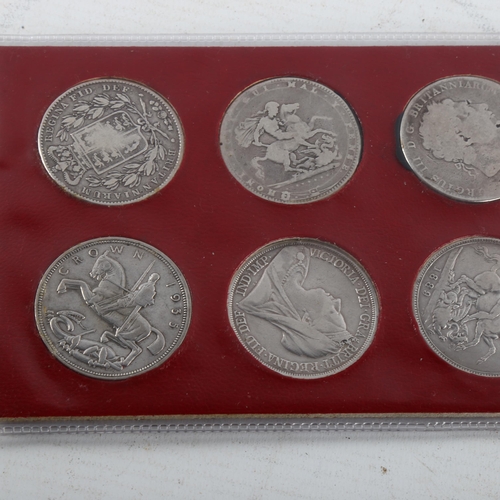 352 - 6 various silver crowns