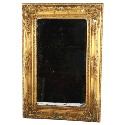 360 - A Victorian gilt-gesso framed wall mirror of small size, overall 50cm x 34cm