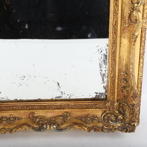 360 - A Victorian gilt-gesso framed wall mirror of small size, overall 50cm x 34cm