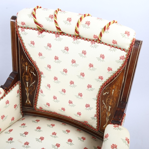 364 - A pair of Edwardian rosewood parlour chairs, with marquetry and ivory inlay This item has been regis... 