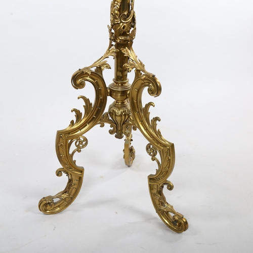 365 - A Victorian cast gilt-brass telescopic standard lamp