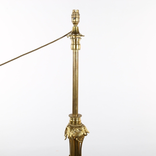 365 - A Victorian cast gilt-brass telescopic standard lamp