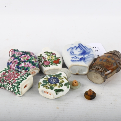 378 - A group of Chinese porcelain and glass snuff bottles